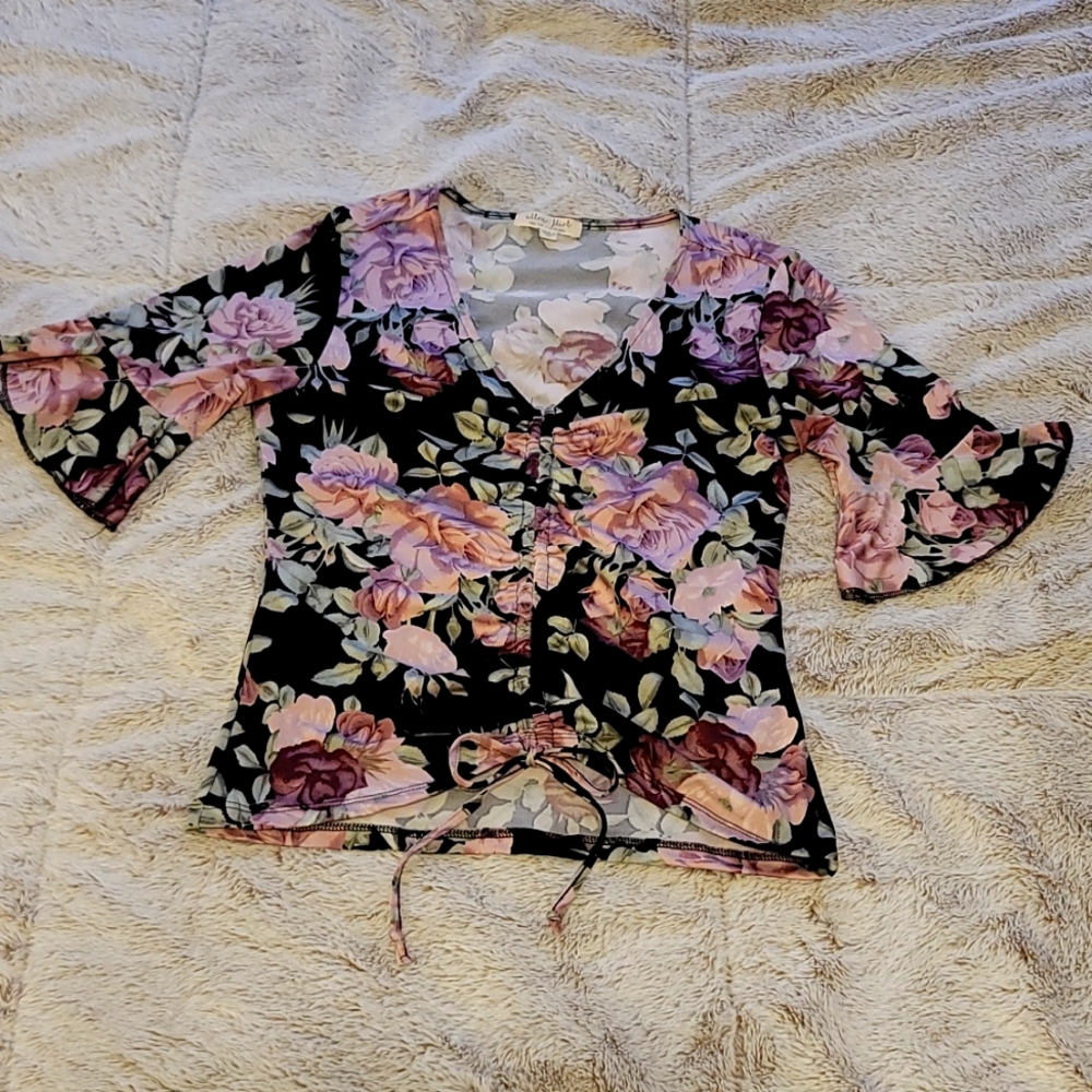 Floral Front-tie Top
